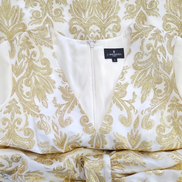 J. Mendel Paris Couture Baroque Silk Patchwork Puff Sleeve Mini Dress - Picture 3 of 10